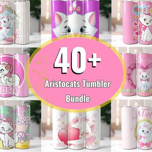 40+ Aristo cats Tumbler Wrap Bundle, Skinny Tumbler Wrap Sublimation, Cat Tumbler Design, Gift For Girls, Sublimation Wrap PNG, Cartoon PNG