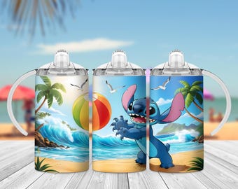 Szablon na kubek dziecięcy Stitch Watercolor 12oz: szablon do kubka-niekapka (do pobrania w wersji cyfrowej)