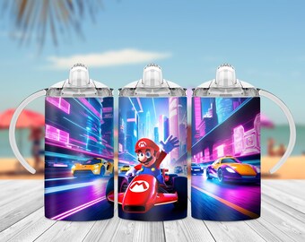 Racing Super Mario Sippy Cup Wrap Design (Digital Download)
