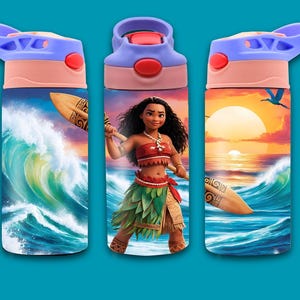 Moana 12oz Flip Top Tumbler wrap, Princess Moana Tumbler Design, School Supplies, Birthday Gift, Sublimation Design, Digital Download