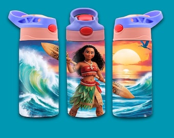 Diseño de envoltorio para vaso Moana: tapa abatible de 355 ml, sublimación (descarga digital)