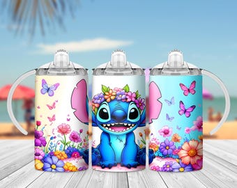 Papier pour gobelet à gobelet aquarelle Stitch 12 oz : modèle de gobelet pour enfants (téléchargement numérique)