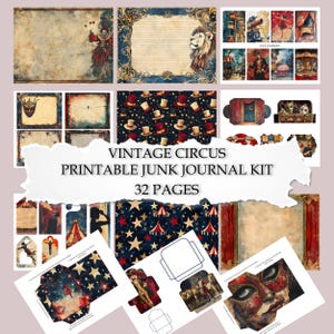 Vintage Circus Junk Journal Kit | Mystical Circus Ephemera | Circus Printable Designs | Digital Download | Scrapbooking and Crafting