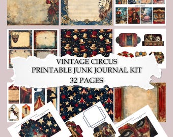 Vintage Zirkus Junk Journal Kit: Mystische Ephemera (Digitaler Download)