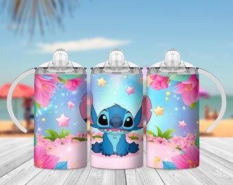 Papier pour gobelet à gobelet Stitch : modèle de gobelet aquarelle pour enfants (téléchargement numérique)