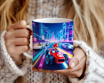 Molde para caneca de sublimação Mario Racing: 11oz e 15oz (download digital)