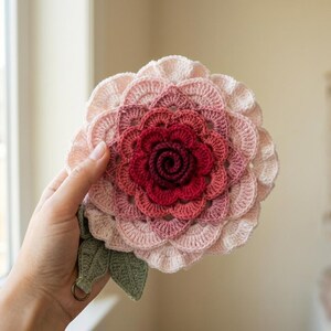 Crochet Peony Curtain Tie-Back Pattern, Floral Home Decor, 6-Layer Dimensional Flower, PDF Digital Download