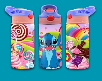 Diseño de sublimación para envoltorio de vaso Stitch Candyland (descarga digital)