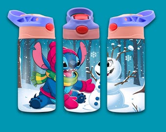 Envoltura para vaso Stitch: Diseño de sublimación para vaso infantil de 12 oz con tapa abatible (descarga digital)