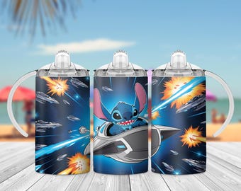 Szablon na kubek dziecięcy Stitch Spaceship 12oz Sippy Cup Wrap (do pobrania w wersji cyfrowej)