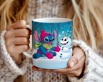 Stitch Christmas Mug Wrap Sublimation Template: 11oz & 15oz (Digital Download)