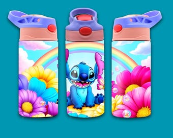 Envoltura para vaso Stitch: Diseño de sublimación para vaso infantil de 12 oz con tapa abatible (descarga digital)