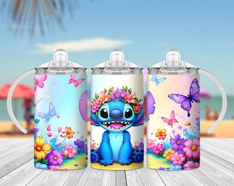 Papier pour gobelet à gobelet Stitch : modèle de gobelet aquarelle pour enfants (téléchargement numérique)