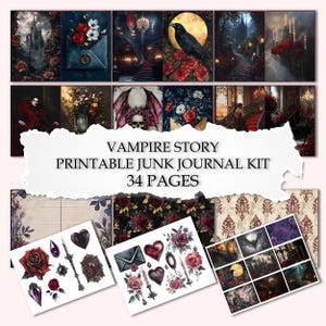 Vampire Story Junk Journal Kit: Gothic DIY Printable (Digital Download)
