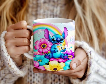 Sublimatiesjabloon voor mok met bloemensteek: 11 oz en 15 oz (digitale download)