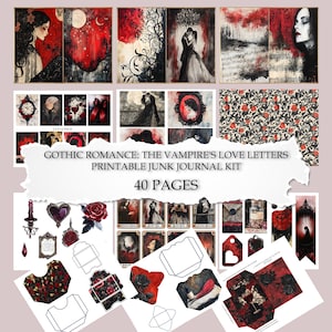 Gothic Vampire Love Letters Junk Journal Kit (Digital Download)