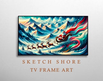 Santa TV Frame Art, Santa Claus Art for TV, Farmhouse Christmas Painting, Christmas Holiday Decor, television frame, Digital Download