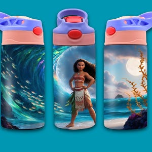 Moana 12oz Flip Top Tumbler wrap, Princess Moana Tumbler Design, School Supplies, Birthday Gift, Sublimation Design, Digital Download