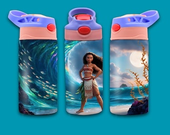 Envoltorio para vaso de la Princesa Moana: Diseño de tapa abatible de 355 ml (descarga digital)