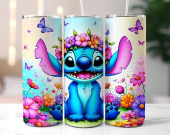 Floral Stitch Tumbler Wrap: Aquarell 20 Unzen Skinny Design (digitaler Download)