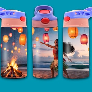 Moana In Sunset 12oz Flip Top Tumbler wrap, Princess Moana Tumbler, School Supplies, Birthday Gift, Sublimation Design, Digital Download