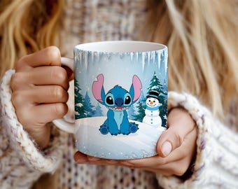 Stitch Winter Mug Wrap Sublimation Template: 11oz & 15oz (Digital Download)