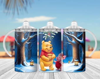 Envoltorio para vaso con boquilla Winnie de 12 oz, diseño de acuarela, descarga instantánea, plantilla para vaso para niños, descarga digital.