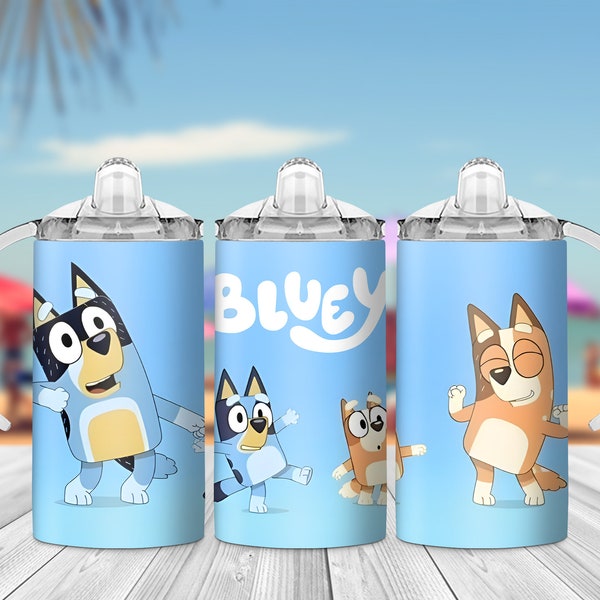 12oz Blue Dog Kids Sippy Cup Wrap, Sublimation PNG Design, Instant Download, Kids Tumbler Template