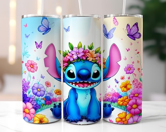 Stitch Tumbler Wrap: Watercolor Floral Design (Digital Download)