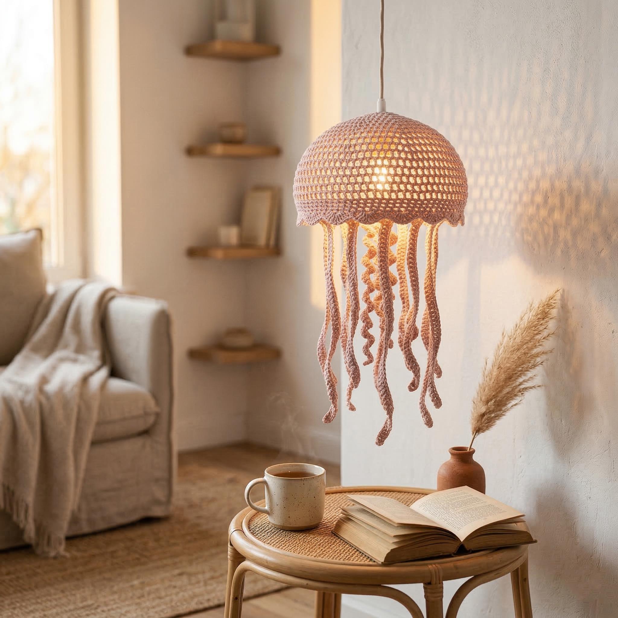 Crochet Jellyfish Lamp Shade Pattern PDF Pendant Light Cover
