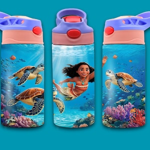 Moana 12oz Flip Top Tumbler wrap, Princess Moana Tumbler Design, Under the Sea, Birthday Gift, Sublimation Design, Digital Download