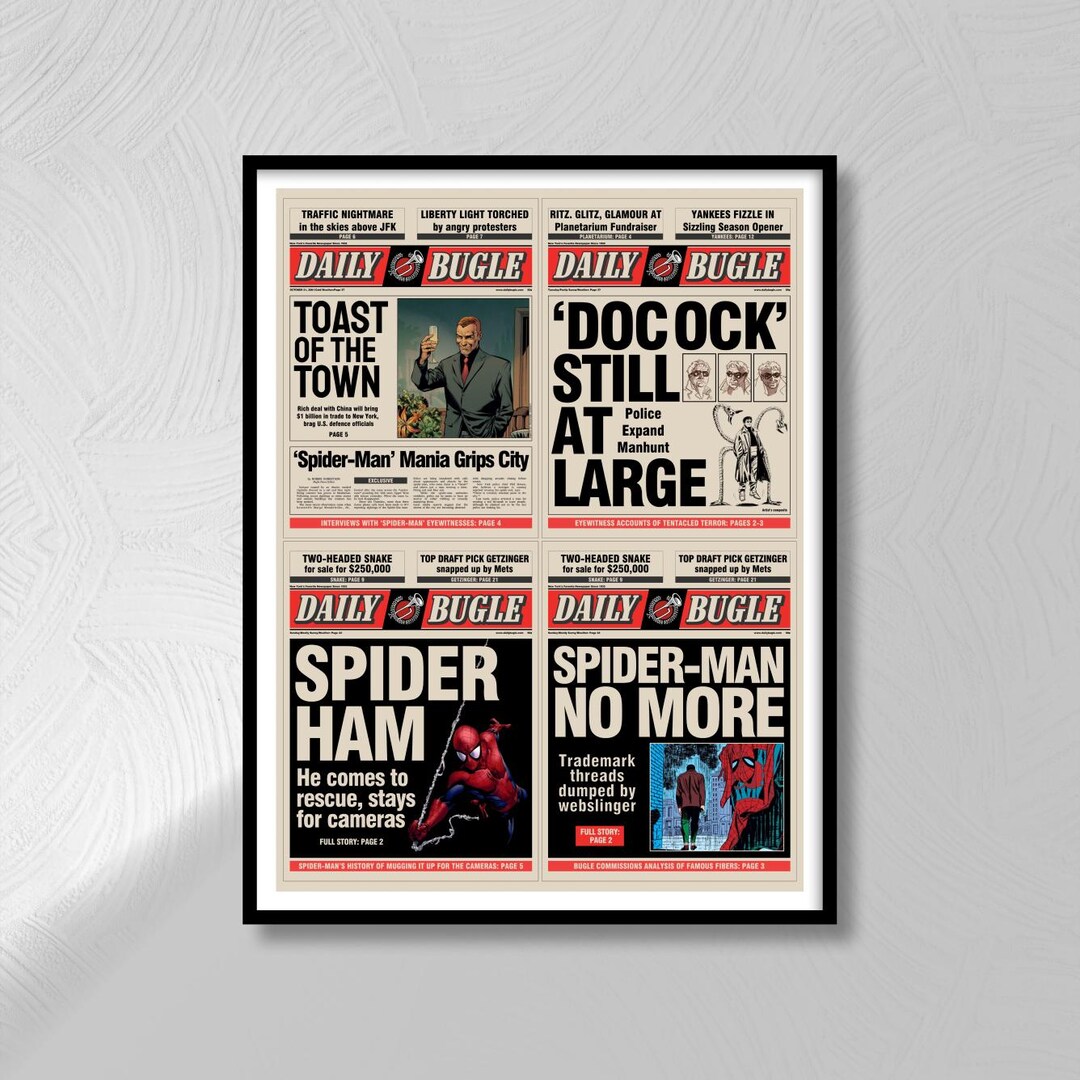 Daily Bugle Newspaper - 5 DIGITAL POSTERS (size - 18x24