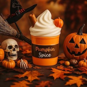 Brûleur à cire en céramique latte citrouille épicée et fondue de cire, brûleur à mazout, Halloween automne automne, cadeau de décoration d&#39;intérieur, amateur de café