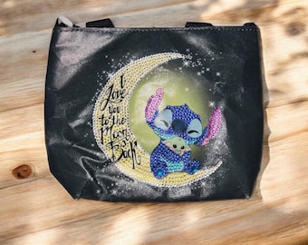 Bolsa de mano de Stitch y Grogu: "Te amo hasta la luna y más allá"