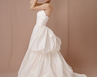 Bridal separate taffeta overskirt train for wedding dress, detachable bridal dress overskirt, removable overskirt train for bridal dress