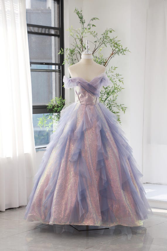 strapless open back dress Lilac Mermaid Maxi Dress – V-Neck Lace-Up Formal Gown with Sequin Lace –  Carlyna UK £126.00