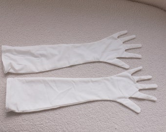Ivory crepe gloves for wedding, prom dress gloves with long sleeves