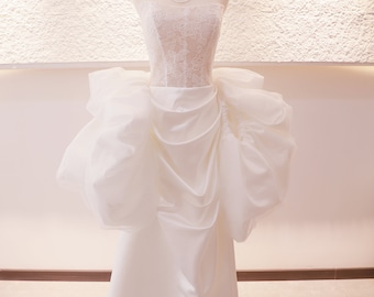 Trägerloses Meerjungfrauen Brautkleid Spitze Top Mikado unten nach Maß Brautkleid 2024 neu