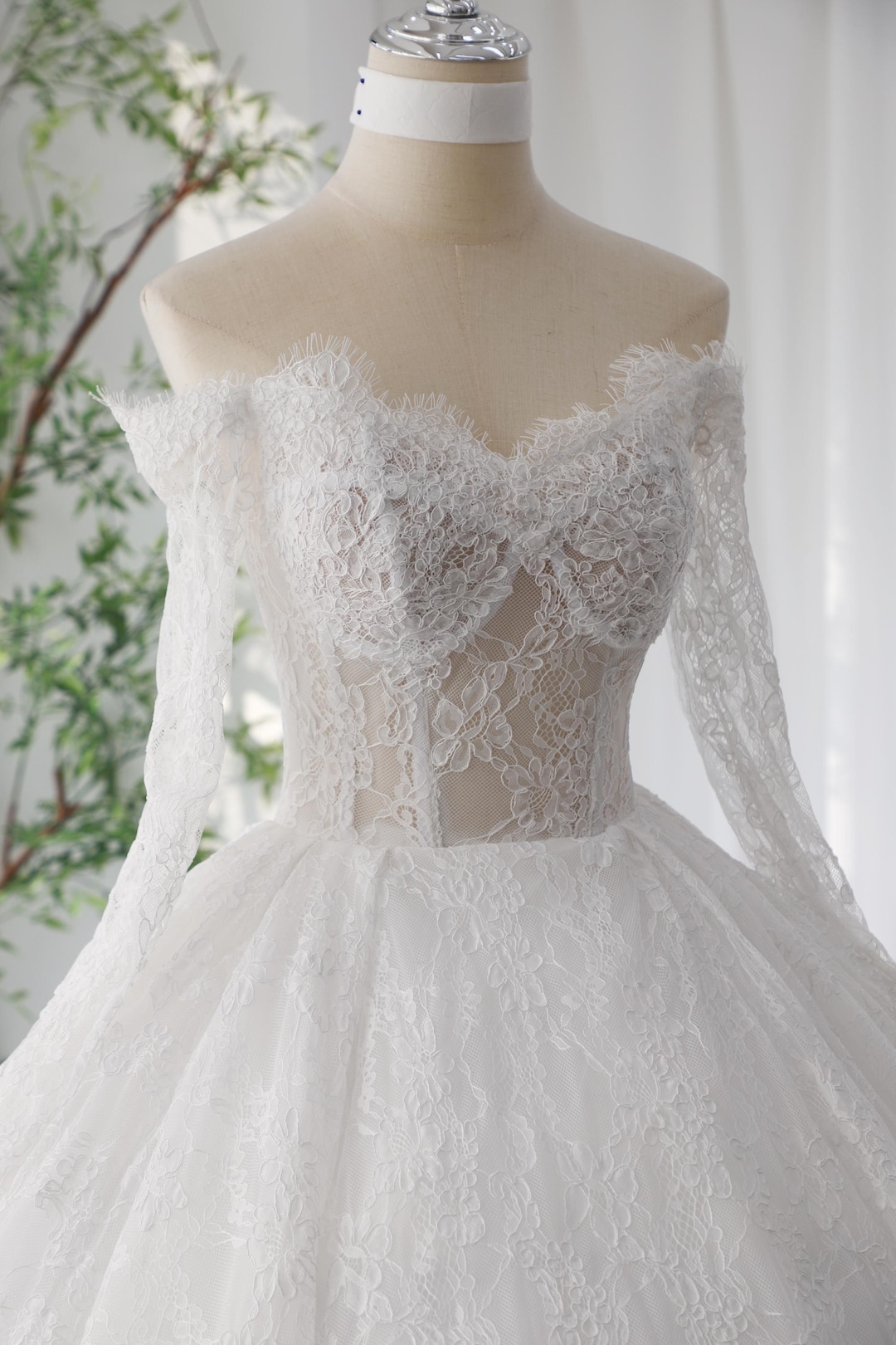 nude and white lace wedding dress Andrea and Leo WL016 Long Prom Dress Off White/Nude / 12