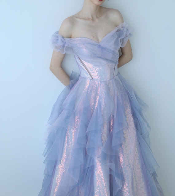 light purple dresses for graduation Off Shoulder Sleeves Prom Dress Pink Blue Colorful Gowns Prom Looking Custom Baque Waist Sweetheart best formal dresses