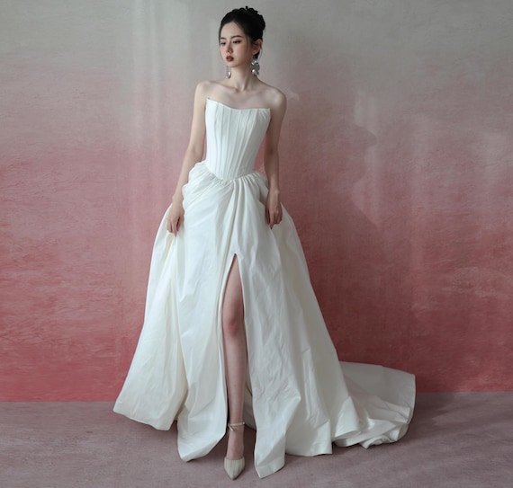 Cat Eye Taffeta Wedding Dress, Basque Corset, Separate Top and Bottom, 2 in  1 Set - Etsy