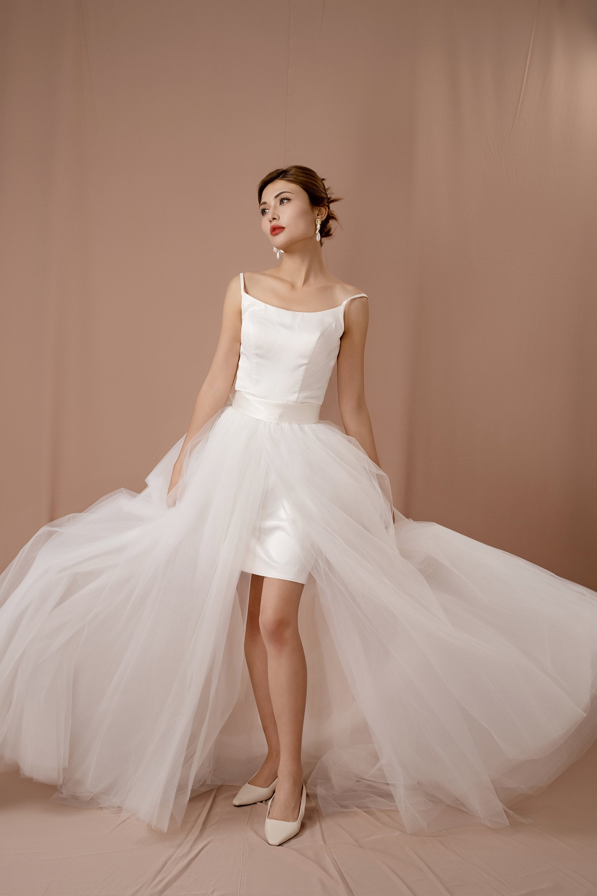 Detachable Wedding Train Elegant White Ivory Wedding Overskirt