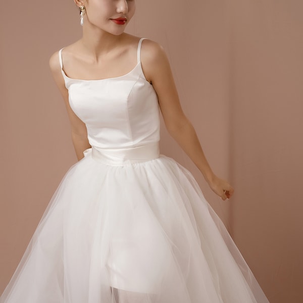 Ivory tulle train overskirt, detachable tulle skirt, wedding dress separates, tulle train for bridal dress