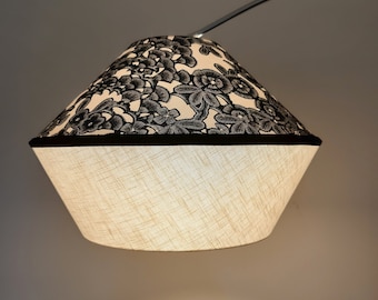 Suspension bicolore en lin et coton - Luminaire contemporain