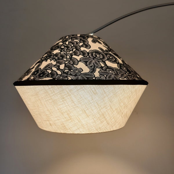 Suspension bicolore en lin et coton - Luminaire contemporain