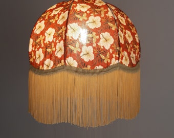 Abat-jour dôme à franges - Suspension vintage - Lampe à suspendre bohème
