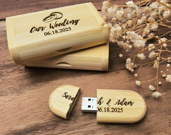 Custom USB Wedding Favors Memory Wooden Box Custom Memory Photo Box Custom Couple Gift Engraving Personalized Wood Storage Box Gifts for Mom