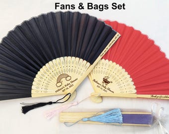 Große personalisierte Babypartybevorzugung Handfans & Taschen Set Fans mit Baby Namen Benutzerdefinierte Geburtstag Favors Neugeborene Baby Geschenke Fans für Babyparty