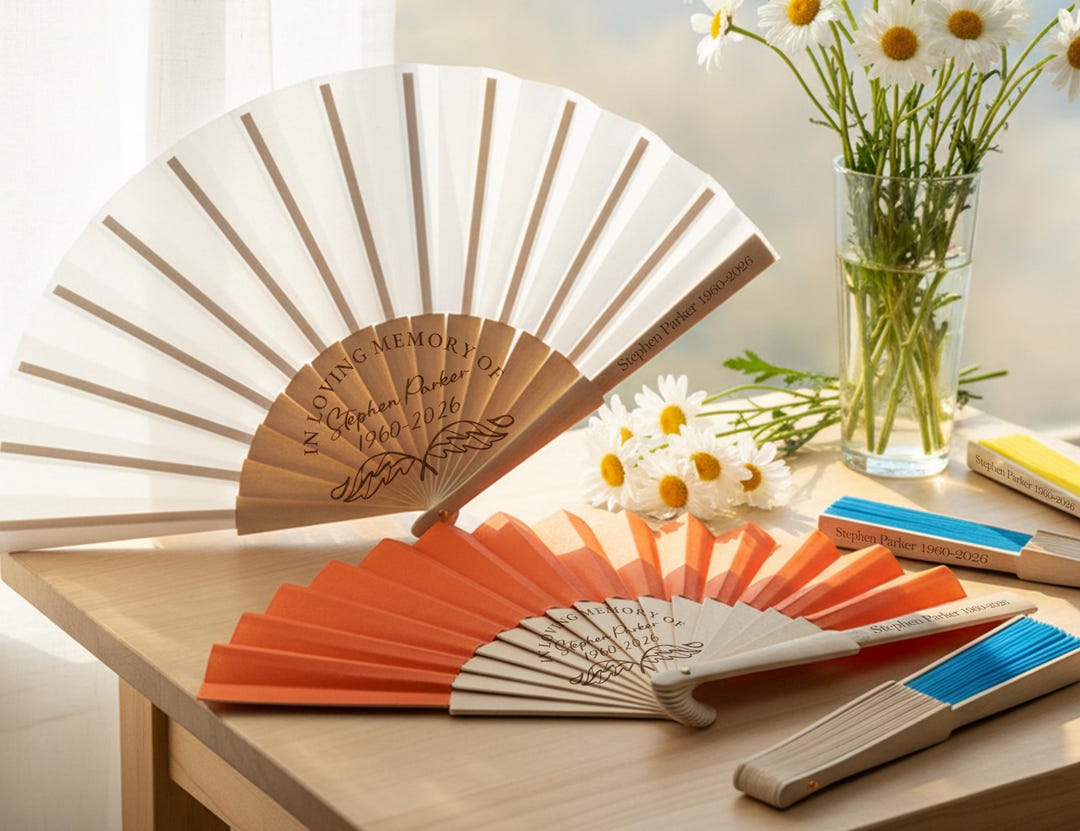 Personalized Funeral Fabric Fans in Bulk, Celebration of Life, Funeral ...