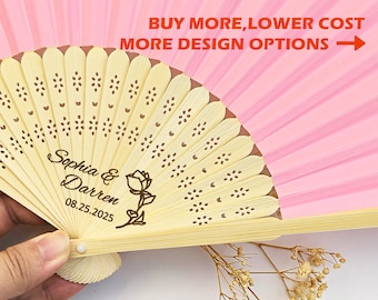 Bulk Wedding Fans Wedding Favors For Guests Custom Hand Fan Bridal Shower Favors Summer Beach Rustic Wedding Favors Gift Fan With Fragrance